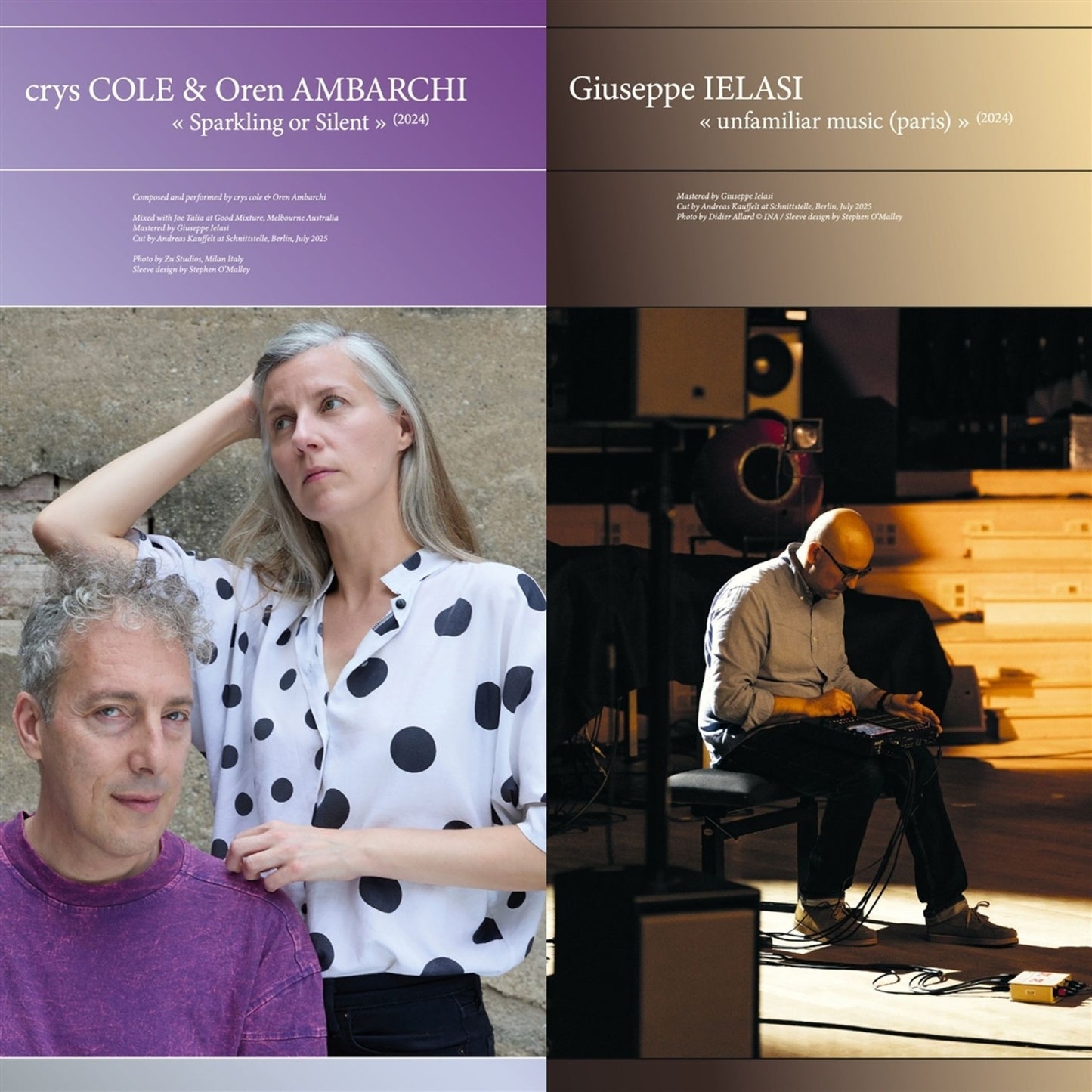 Oren Ambarchi & Crys Cole & Guiseppe Ielasi - Sparkling Or Silent / Unfamiliar Music (Paris) (LP)
