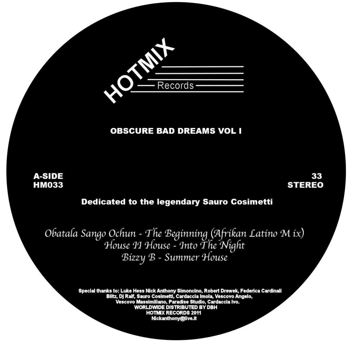 Various - Obscure Bad Dreams Vol. 1 - Dedicated To The Legendary Sauro Cosimetti