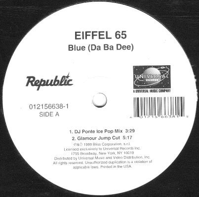 USED - Eiffel 65 - Blue (Da Ba Dee)