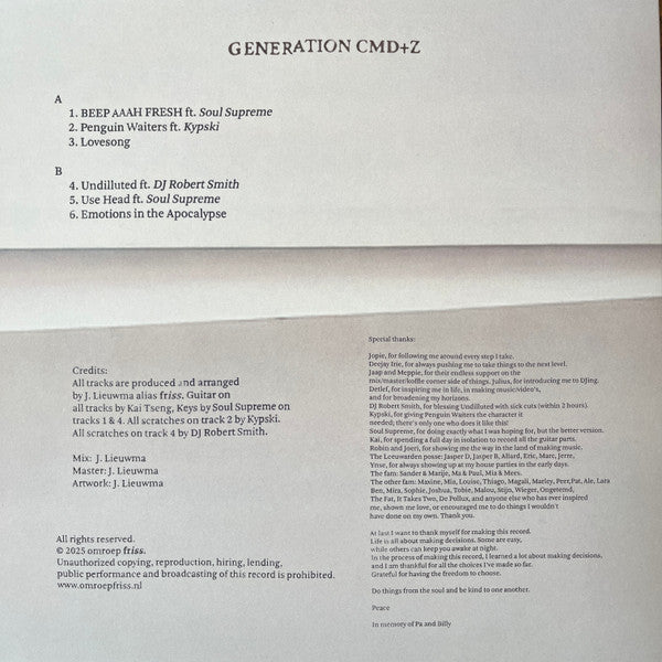 friss. - GENERATION CMD+Z (LP)