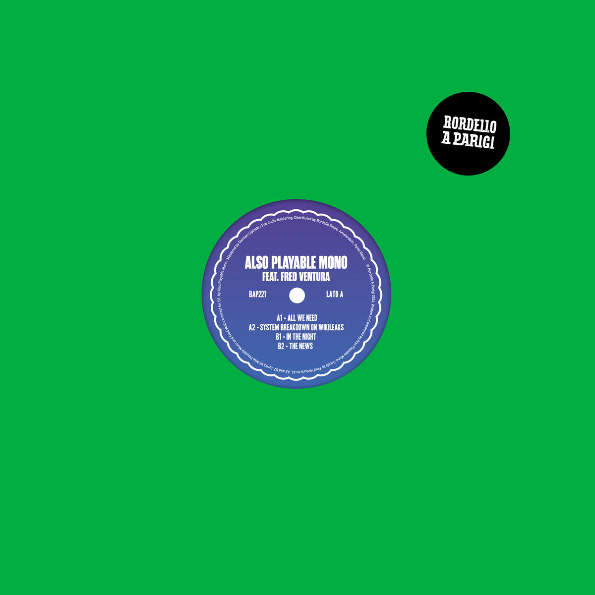 Also Playable Mono Feat. Fred Ventura - All We Need (12")