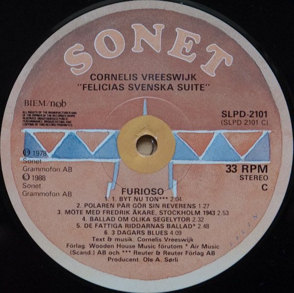 USED - Cornelis Vreeswijk - Felicias Svenska Suite