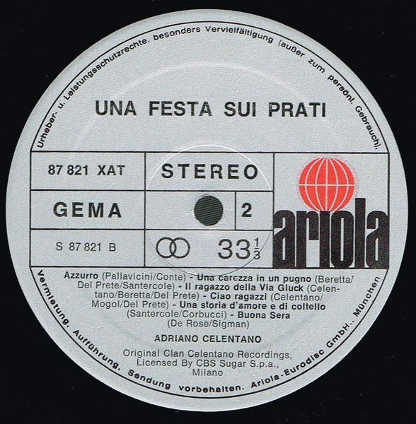 USED - Adriano Celentano - Una Festa Sui Prati