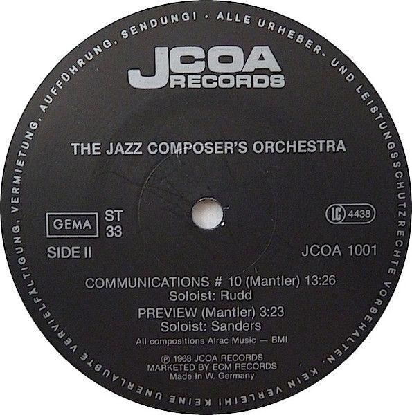 USED - The Jazz Composer's Orchestra - The Jazz Composer's Orchestra