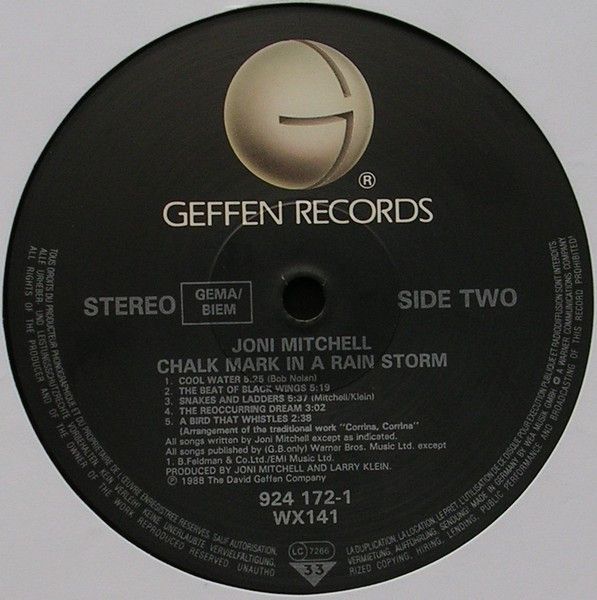USED - Joni Mitchell - Chalk Mark In A Rain Storm