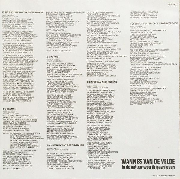 USED - Wannes Van De Velde - In De Natuur Wou Ik Gaan Leven