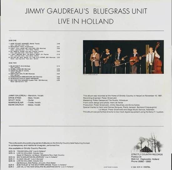 USED - Jimmy Gaudreau's Bluegrass Unit - Live In Holland