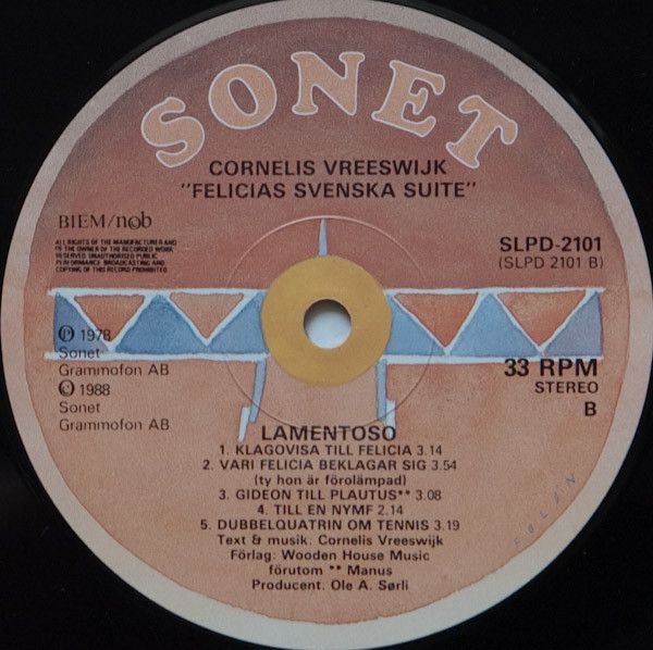USED - Cornelis Vreeswijk - Felicias Svenska Suite