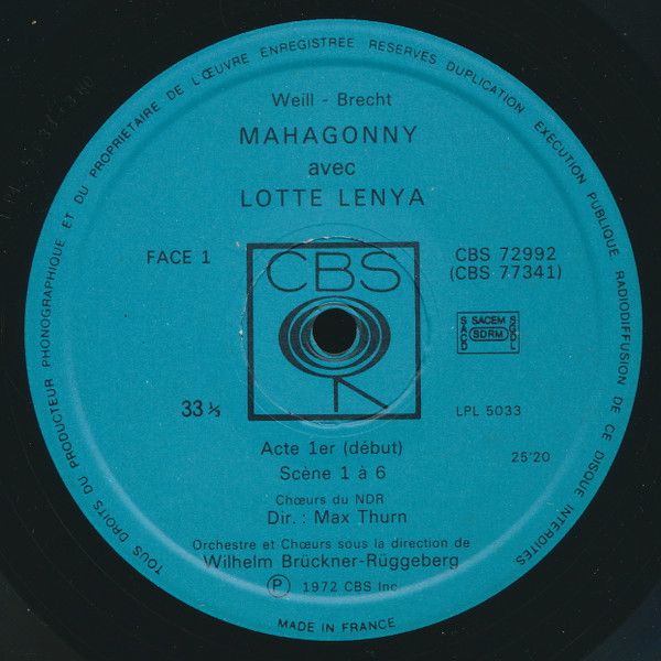 USED - Kurt Weill - Mahagonny