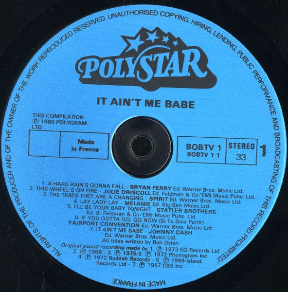 USED - Various - It Ain't Me Babe - Great Artists Sing The Songs Of Bob Dylan