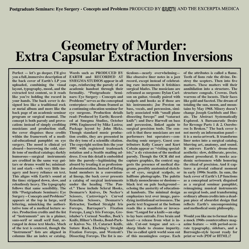 Earth X Black Noise - Geometry of Murder: Extra Capsular Extraction Inversions (Clear Vinyl LP)