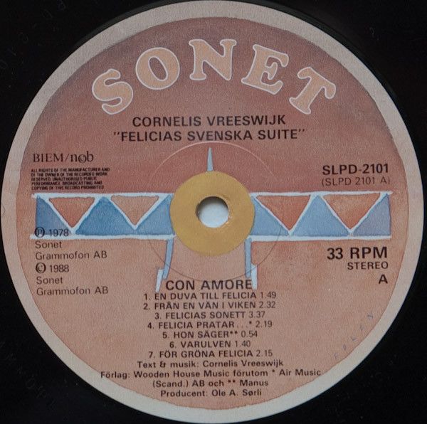 USED - Cornelis Vreeswijk - Felicias Svenska Suite