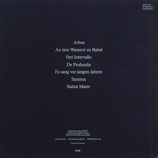 USED - Arvo Pärt - Arbos