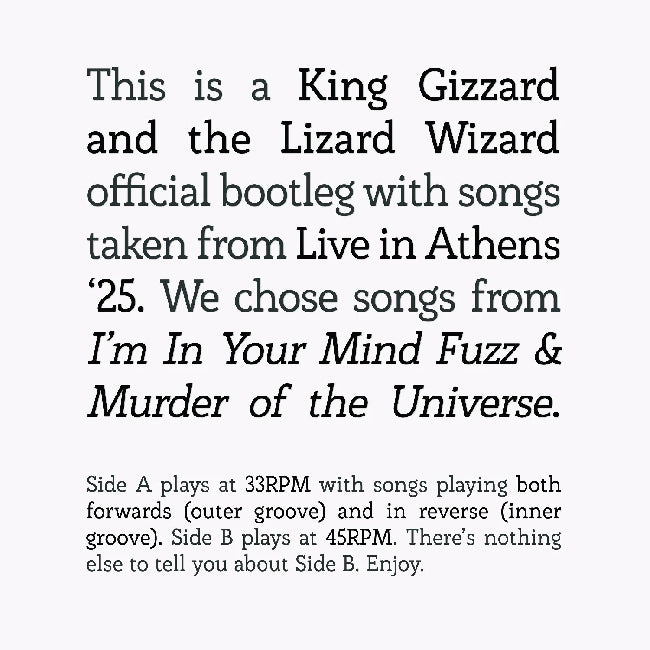 King Gizzard & The Lizard Wizard - Songs From I'm In Your Mind Fuzz & Murder Of The Universe Live In Athens '25 (LP)