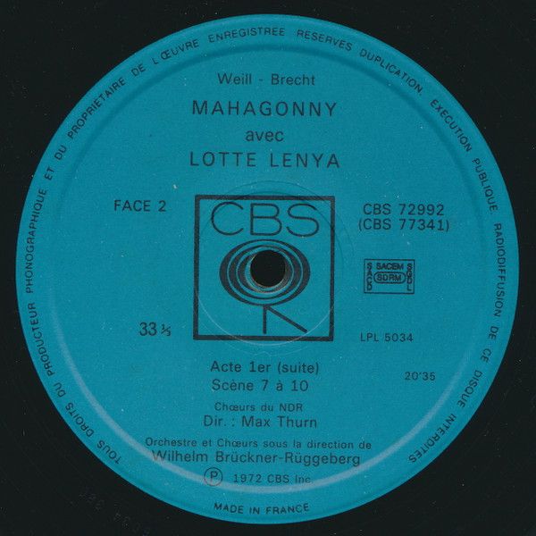 USED - Kurt Weill - Mahagonny
