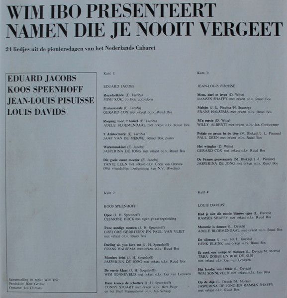 USED - Various - Wim Ibo Presenteert: Namen Die Je Nooit Vergeet