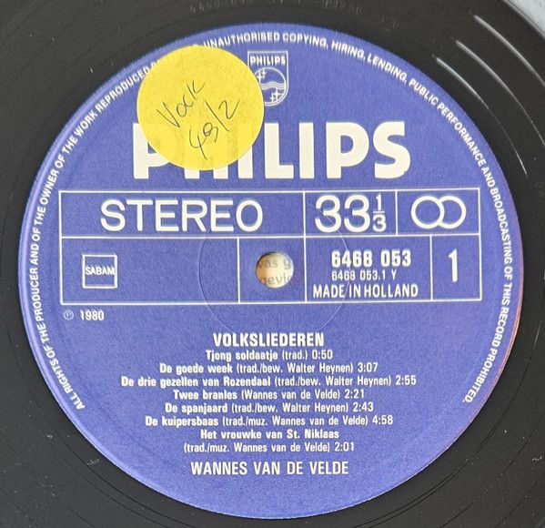 USED - Groep Wannes van de Velde - Volksliederen