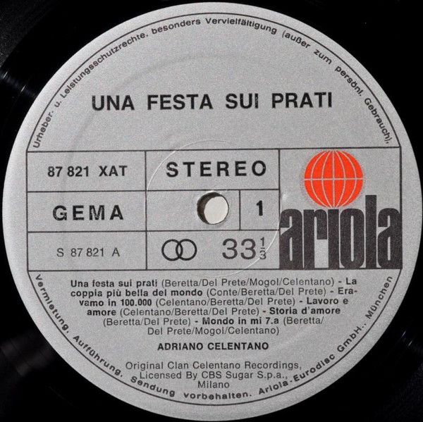 USED - Adriano Celentano - Una Festa Sui Prati