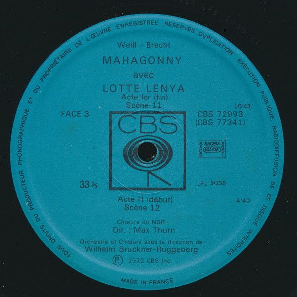 USED - Kurt Weill - Mahagonny