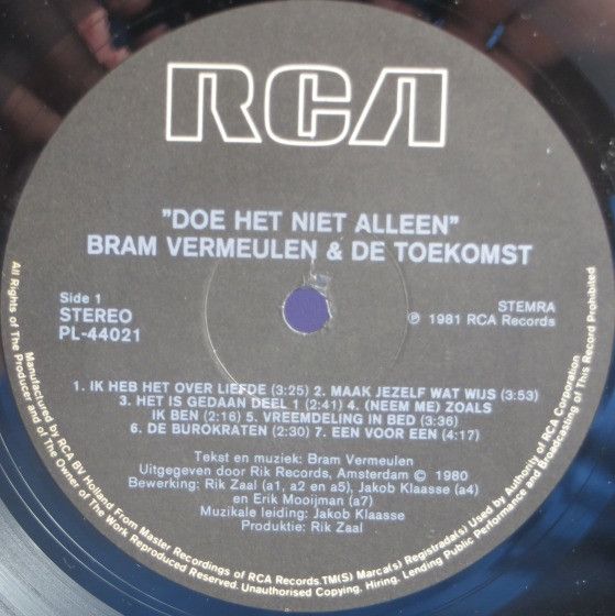 USED - Bram Vermeulen En De Toekomst - Doe Het Niet Alleen