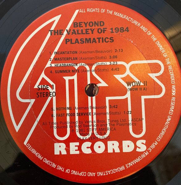 USED - Plasmatics (2) - Beyond The Valley Of 1984