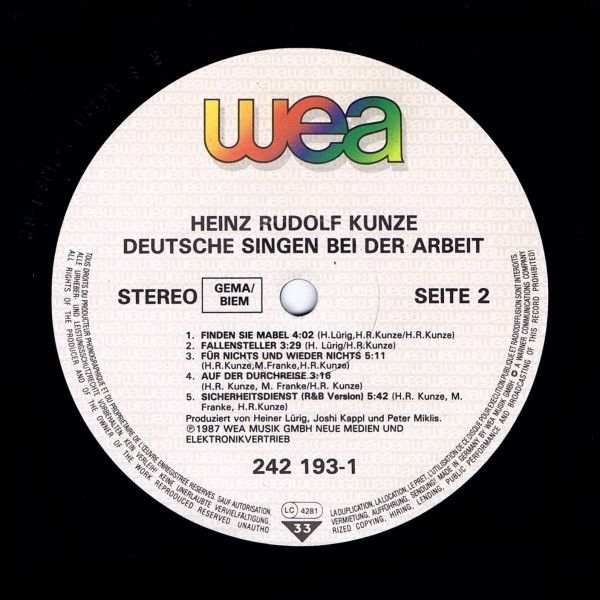 USED - Heinz Rudolf Kunze - Deutsche Singen Bei Der Arbeit - Kunze Live!
