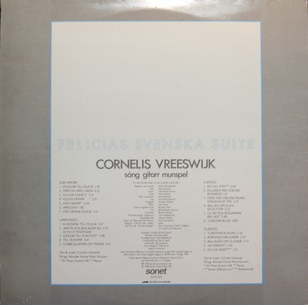 USED - Cornelis Vreeswijk - Felicias Svenska Suite