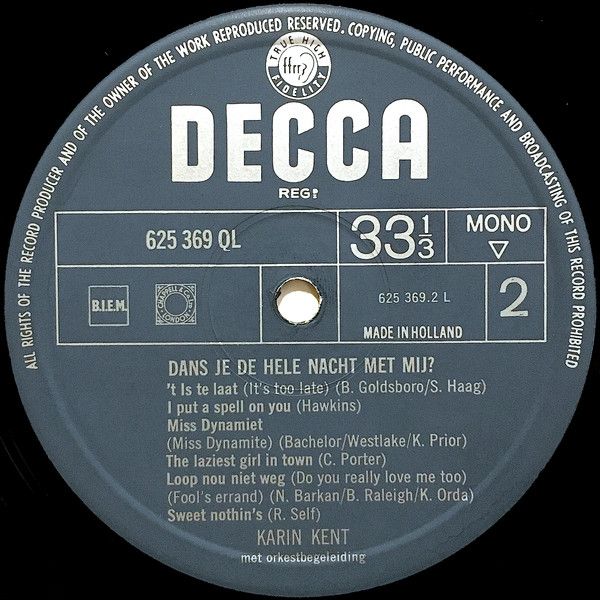 USED - Karin Kent - Dans Je De Hele Nacht Met Mij