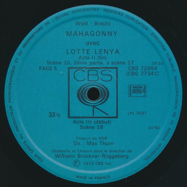 USED - Kurt Weill - Mahagonny