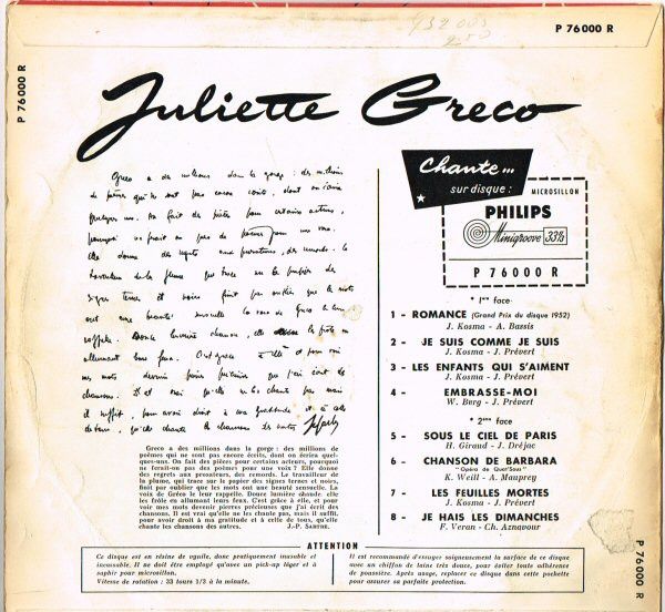 USED - Juliette Gréco - Chante Ses Derniers Succès