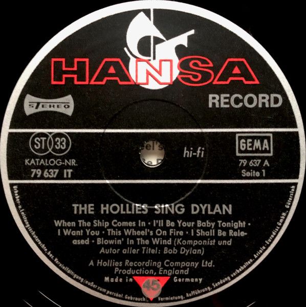 USED - The Hollies - The Hollies Sing Dylan