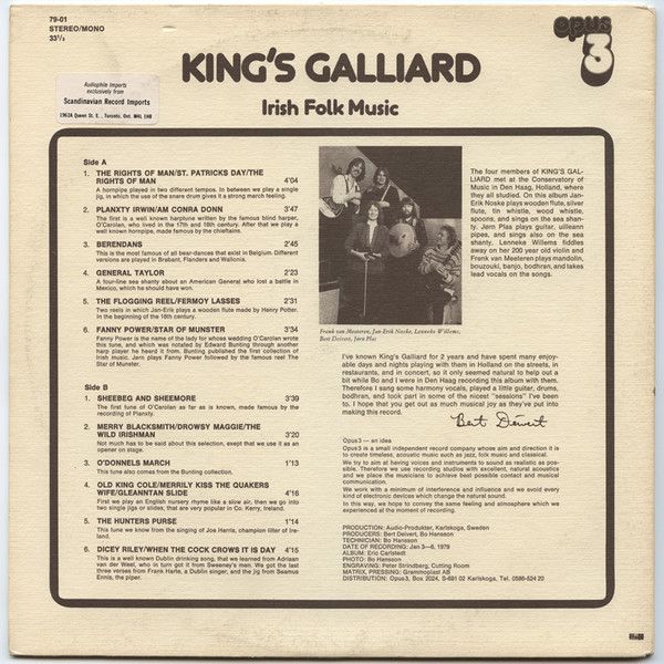 USED - King's Galliard - Irish Folk Music