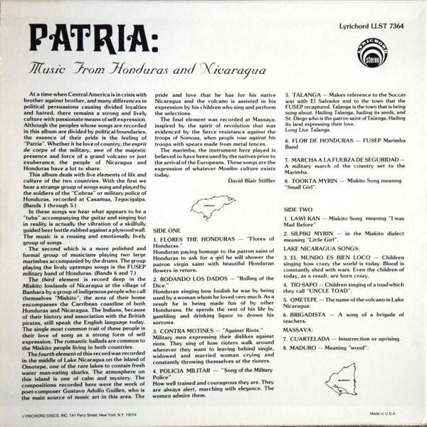 USED - Unknown Artist - Patria: Music From Honduras And Nicaragua