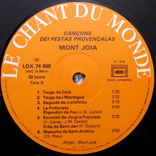 USED - Mont-Jòia - Cançons Dei Festas Provençalas
