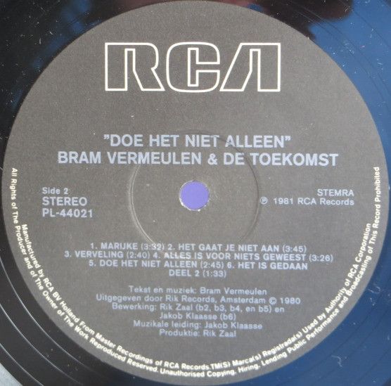 USED - Bram Vermeulen En De Toekomst - Doe Het Niet Alleen
