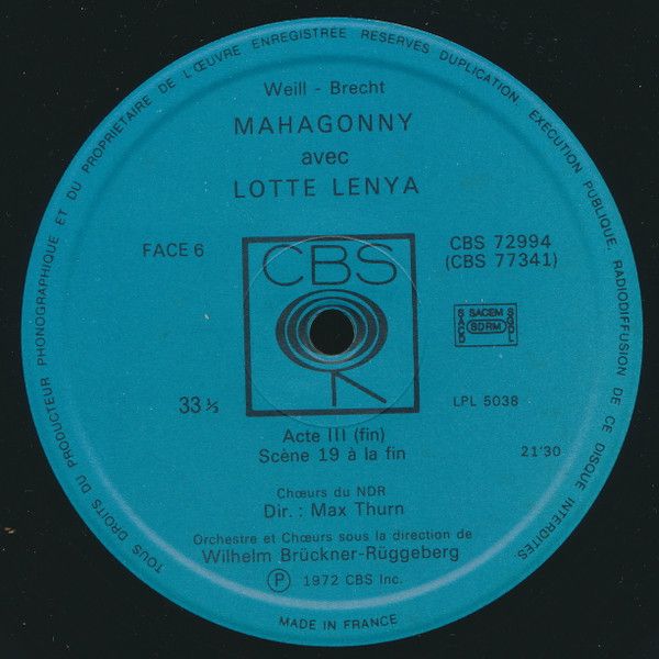 USED - Kurt Weill - Mahagonny